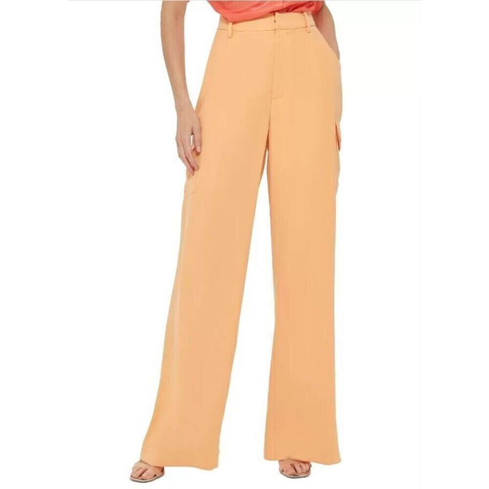 DKNY Women's  Pants High-Rise Wide-Leg Comfortable lightweight Peach size  0
